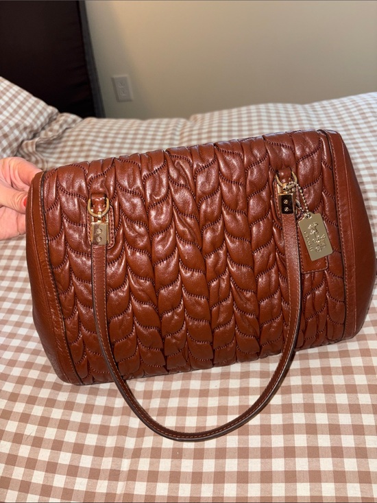 Coach Handbags - Quilted Brown Leather Tote Bag with Gold Hardware